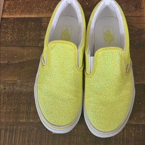 Vans Kids Glittery Yellow Slip-On Sneakers